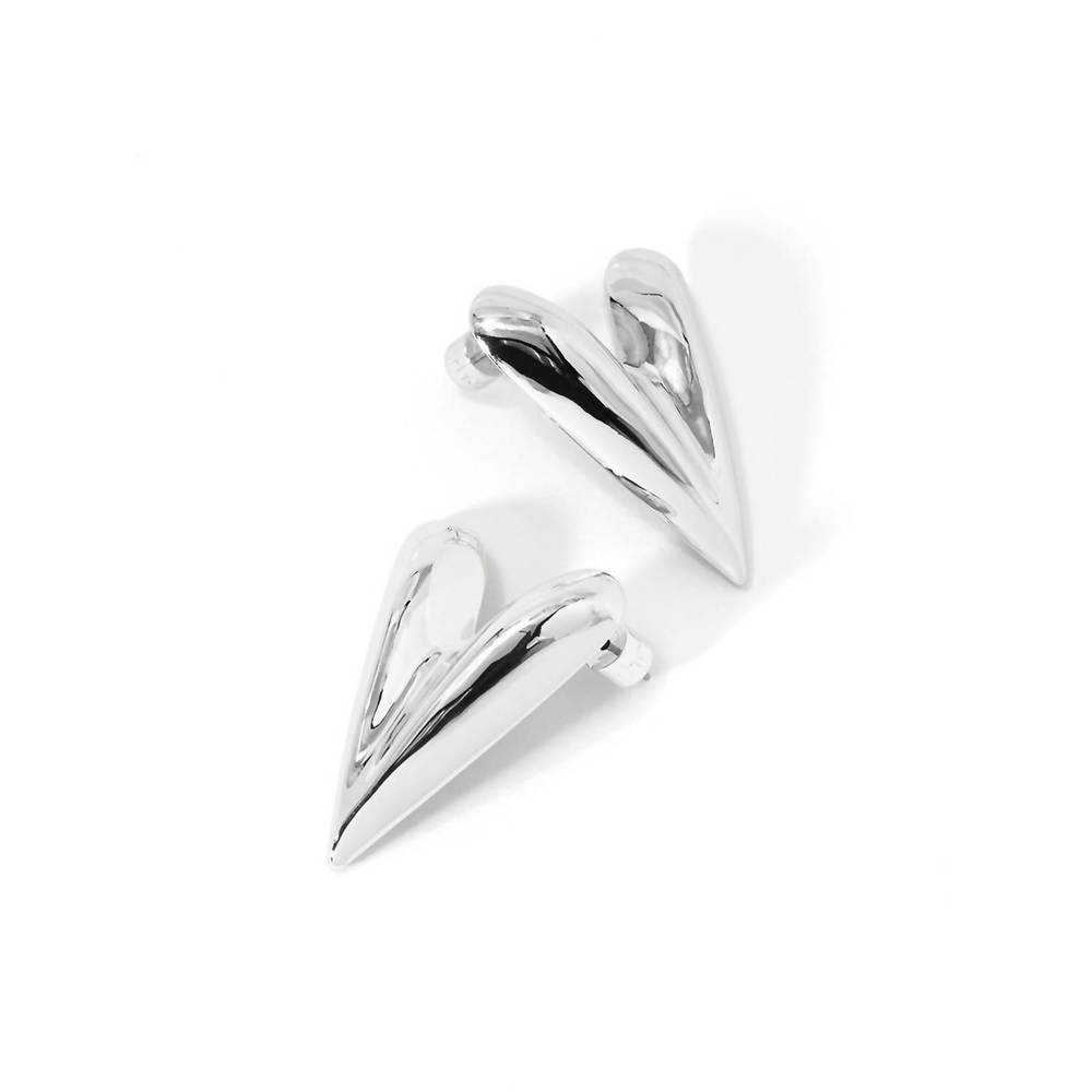 NEW RHO women's puffy textured heart drop earrings in silver